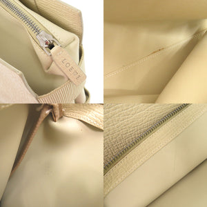 ロエベ ロゴ レザー アイボリー トートバッグ ハンドバッグ 1329【中古】LOEWE