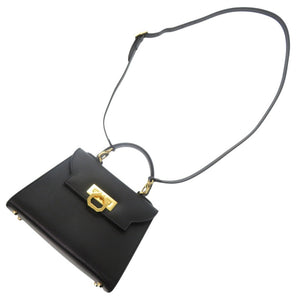 新品同様 カルボッティ 2WAY レザー ブラック ハンドバッグ 黒 1333【中古】Carbotti