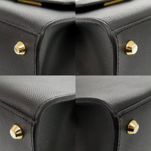 新品同様 カルボッティ 2WAY レザー ブラック ハンドバッグ 黒 1333【中古】Carbotti