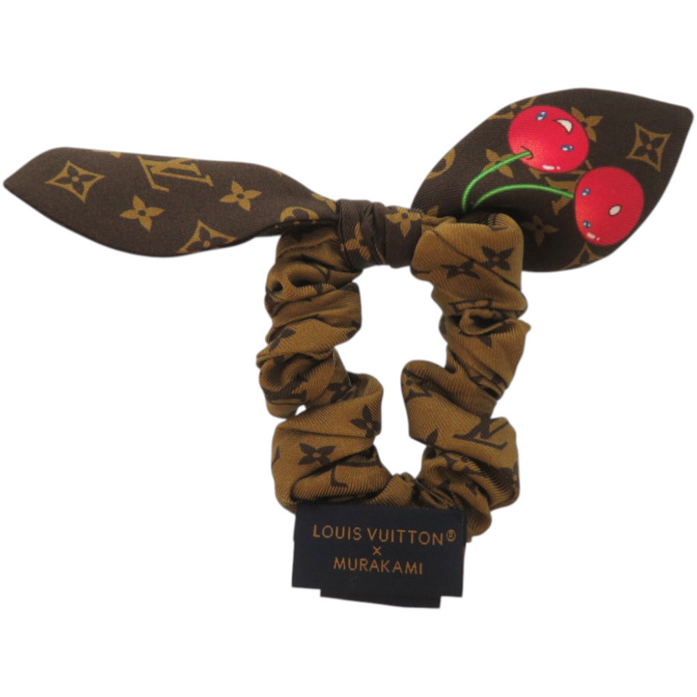 新品同様 ルイ ヴィトン 村上隆 シュシュ モノグラムチェリー M96069 シルク ブラウン ファッション雑貨 LV 1342【中古】LOUIS VUITTON