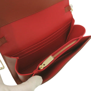 新品同様 クリスチャンルブタン LOUBI54 チェーンウォレット レザー レッド ショルダーバッグ 赤 1344【中古】Christian Louboutin