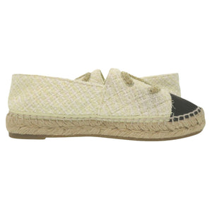 美品 シャネル ココマーク マトラッセ エスパドリーユ G39028 サイズ36 ツイード コットン ライトイエロー ゴールド ブラック 靴 1364【中古】CHANEL