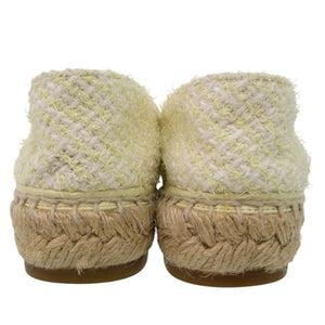 美品 シャネル ココマーク マトラッセ エスパドリーユ G39028 サイズ36 ツイード コットン ライトイエロー ゴールド ブラック 靴 1364【中古】CHANEL