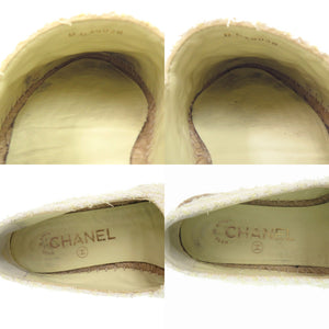 美品 シャネル ココマーク マトラッセ エスパドリーユ G39028 サイズ36 ツイード コットン ライトイエロー ゴールド ブラック 靴 1364【中古】CHANEL