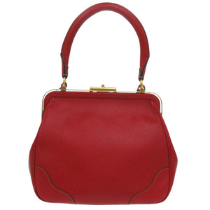 美品 プラダ がま口 BR3534 ピッグスキン レッド ゴールド金具 ハンドバッグ 赤 1366【中古】PRADA