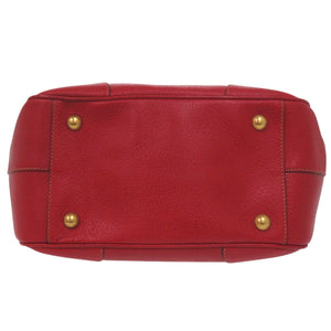 美品 プラダ がま口 BR3534 ピッグスキン レッド ゴールド金具 ハンドバッグ 赤 1366【中古】PRADA