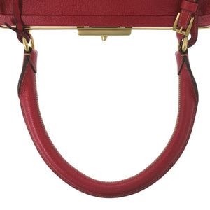 美品 プラダ がま口 BR3534 ピッグスキン レッド ゴールド金具 ハンドバッグ 赤 1366【中古】PRADA