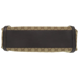 美品 グッチ ワンショルダーバッグ 282298 ゴールド金具 GGキャンバス レザー ベージュ ダークブラウン ハンドバッグ 1392【中古】GUCCI