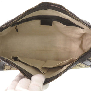 美品 グッチ ワンショルダーバッグ 282298 ゴールド金具 GGキャンバス レザー ベージュ ダークブラウン ハンドバッグ 1392【中古】GUCCI