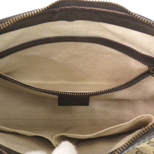 美品 グッチ ワンショルダーバッグ 282298 ゴールド金具 GGキャンバス レザー ベージュ ダークブラウン ハンドバッグ 1392【中古】GUCCI