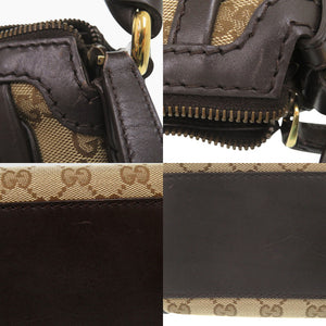 美品 グッチ ワンショルダーバッグ 282298 ゴールド金具 GGキャンバス レザー ベージュ ダークブラウン ハンドバッグ 1392【中古】GUCCI