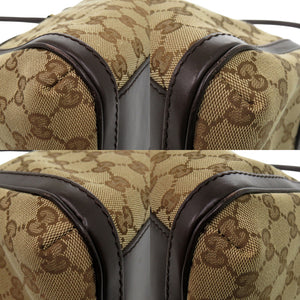 美品 グッチ ワンショルダーバッグ 282298 ゴールド金具 GGキャンバス レザー ベージュ ダークブラウン ハンドバッグ 1392【中古】GUCCI