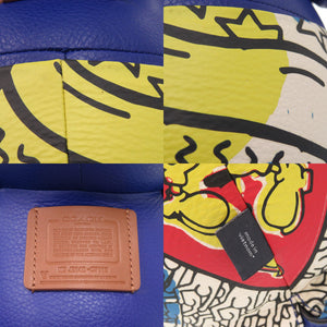 未使用 コーチ × キースヘリング ディズニー ミッキーマウス C7118 レザー ブルー ぬいぐるみ 青 1393【中古】COACH