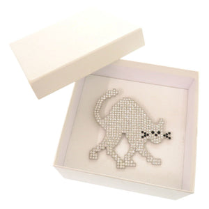 新品同様 メゾン マルジェラ キャット 猫 真鍮 ラインストーン シルバー ブローチ 1394【中古】Maison Margiela