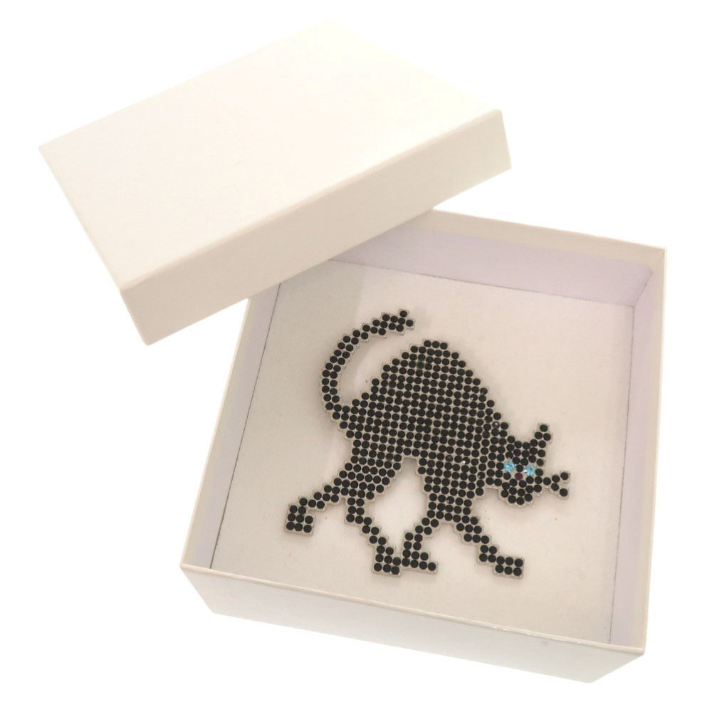 新品同様 メゾン マルジェラ キャット 猫 真鍮 ラインストーン ブラック ブローチ 1395【中古】Maison Margiela