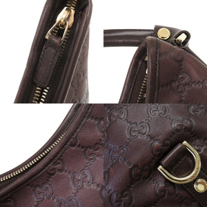 美品 グッチ アビー グッチシマ 130738 レザー ブラウン ホーボー ショルダーバッグ 茶 1404【中古】GUCCI