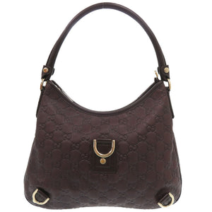 美品 グッチ アビー グッチシマ 130738 レザー ブラウン ホーボー ショルダーバッグ 茶 1404【中古】GUCCI