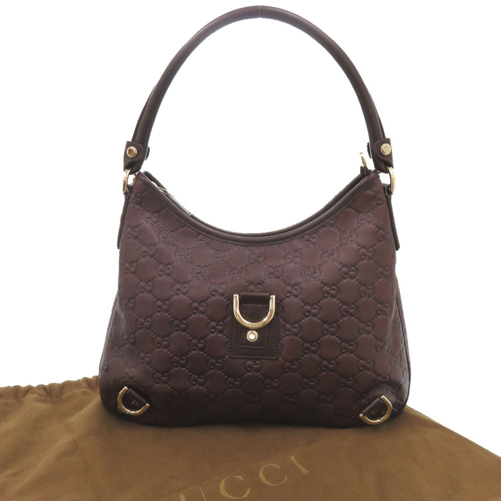 美品 グッチ アビー グッチシマ 130738 レザー ブラウン ホーボー ショルダーバッグ 茶 1404【中古】GUCCI