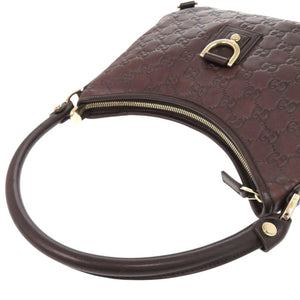 美品 グッチ アビー グッチシマ 130738 レザー ブラウン ホーボー ショルダーバッグ 茶 1404【中古】GUCCI
