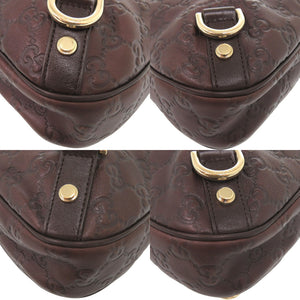 美品 グッチ アビー グッチシマ 130738 レザー ブラウン ホーボー ショルダーバッグ 茶 1404【中古】GUCCI