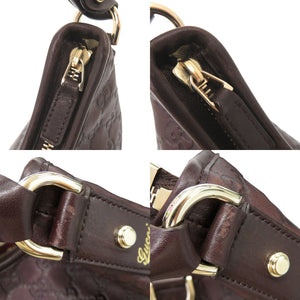 美品 グッチ アビー グッチシマ 130738 レザー ブラウン ホーボー ショルダーバッグ 茶 1404【中古】GUCCI