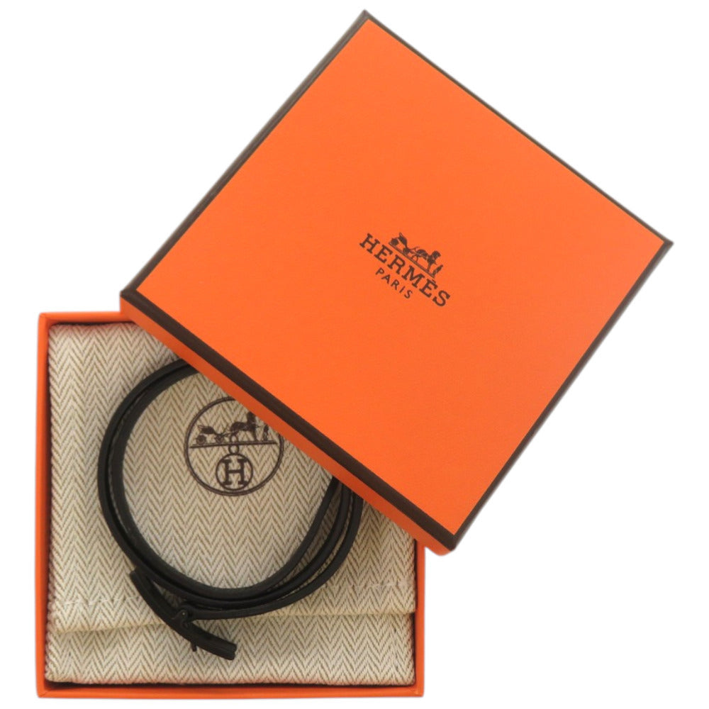 未使用品 エルメス アピバックル ビーアピ ドゥーブルトゥール BEHAPI DOUBLE TOUR ヴォースイフト ヴォーエプソン ブラック 黒 ブレスレット 1411【中古】HERMES