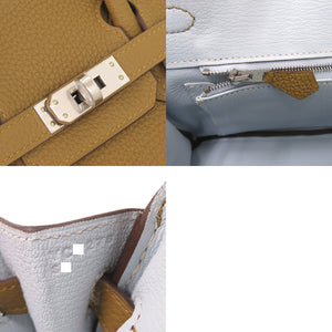 未使用品 エルメス バーキンヴェルソ25 トゴ ブロンズドレ ブルーブリュム シルバー金具 Y刻印(2020年製) ハンドバッグ 1419【中古】HERMES バーキン25