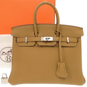 未使用品 エルメス バーキンヴェルソ25 トゴ ブロンズドレ ブルーブリュム シルバー金具 Y刻印(2020年製) ハンドバッグ 1419【中古】HERMES バーキン25