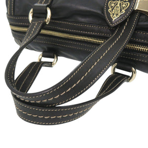 美品 グッチ ドゥケッサ リボン 181485 レザー ブラック ミニボストン 黒 ハンドバッグ 1423【中古】GUCCI