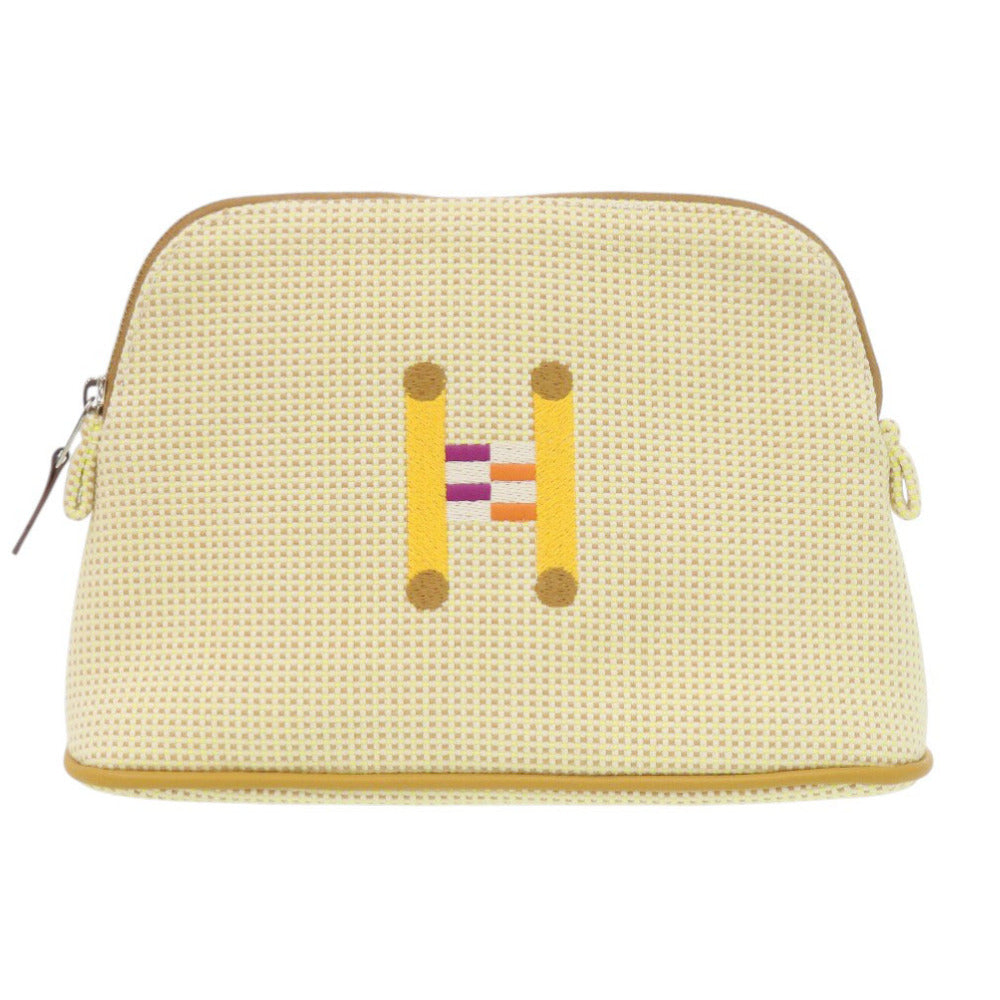 新品同様 エルメス ボリードポーチ 20 PM クレイジーH コットン シトロン/オークル シルバー金具 ポーチ 1436【中古】HERMES