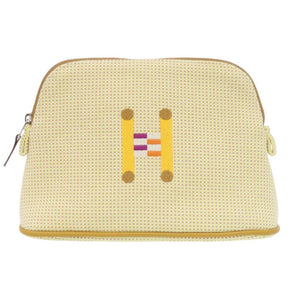新品同様 エルメス ボリードポーチ 20 PM クレイジーH コットン シトロン/オークル シルバー金具 ポーチ 1436【中古】HERMES