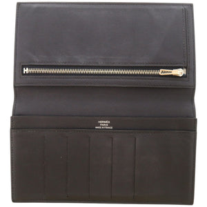 美品 エルメス シチズンツイル シルクイン スイフト ブルーインディゴ A刻印 紺 長財布 1448【中古】HERMES