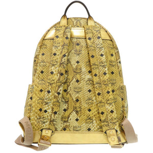 美品 エム シー エム スタッズ 型押しレザー ゴールド リュック デイパック 1449【中古】MCM