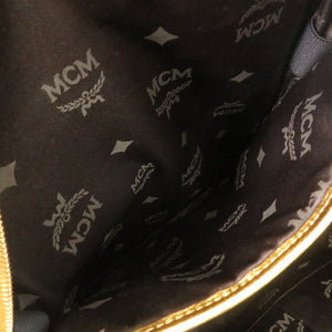 美品 エム シー エム スタッズ 型押しレザー ゴールド リュック デイパック 1449【中古】MCM