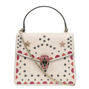 美品 ブルガリ セルペンティ フォーエバー レザー アイボリー 2way ハンドバッグ 1462【中古】BVLGARI