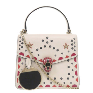 美品 ブルガリ セルペンティ フォーエバー レザー アイボリー 2way ハンドバッグ 1462【中古】BVLGARI