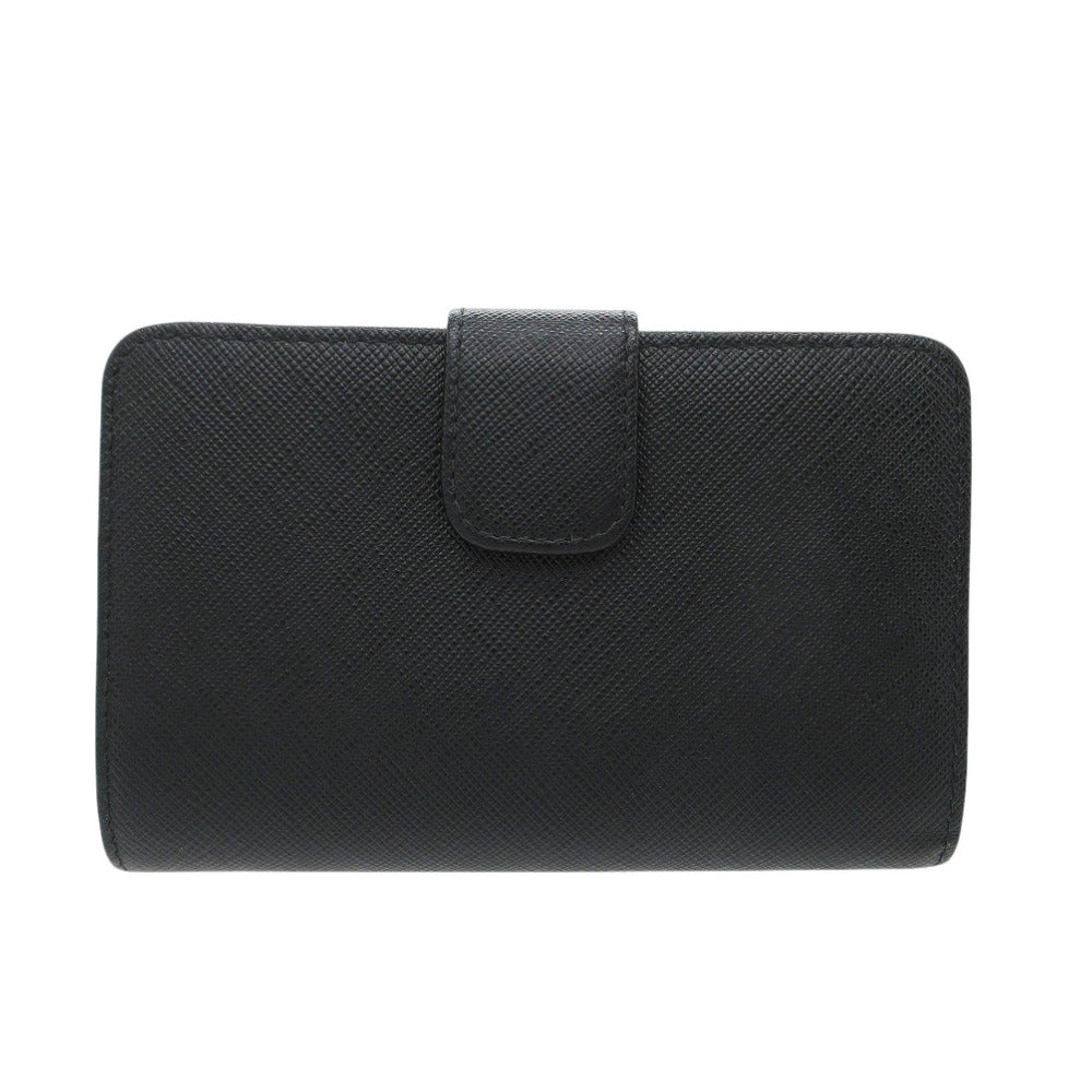 新品同様 プラダ サフィアーノレザー ブラック 1ML225 L字ファスナー 二つ折り財布 黒 1466 【中古】 PRADA