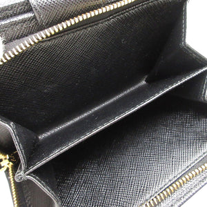 新品同様 プラダ サフィアーノレザー ブラック 1ML225 L字ファスナー 二つ折り財布 黒 1466 【中古】 PRADA