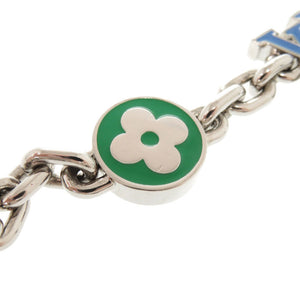 美品 ルイ ヴィトン チェーンベルト モノグラムフラワー M02554 メタル シルバー バッグチャーム キーホルダー LV 1468【中古】LOUIS VUITTON