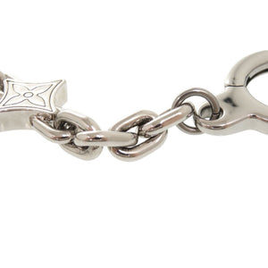 美品 ルイ ヴィトン チェーンベルト モノグラムフラワー M02554 メタル シルバー バッグチャーム キーホルダー LV 1468【中古】LOUIS VUITTON