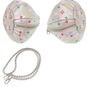 未使用 ルイ ヴィトン × 草間彌生 パンプキン バッグ M21761 IC レザー シルバー マルチカラー ショルダーバッグ LV 1496【中古】LOUIS VUITTON