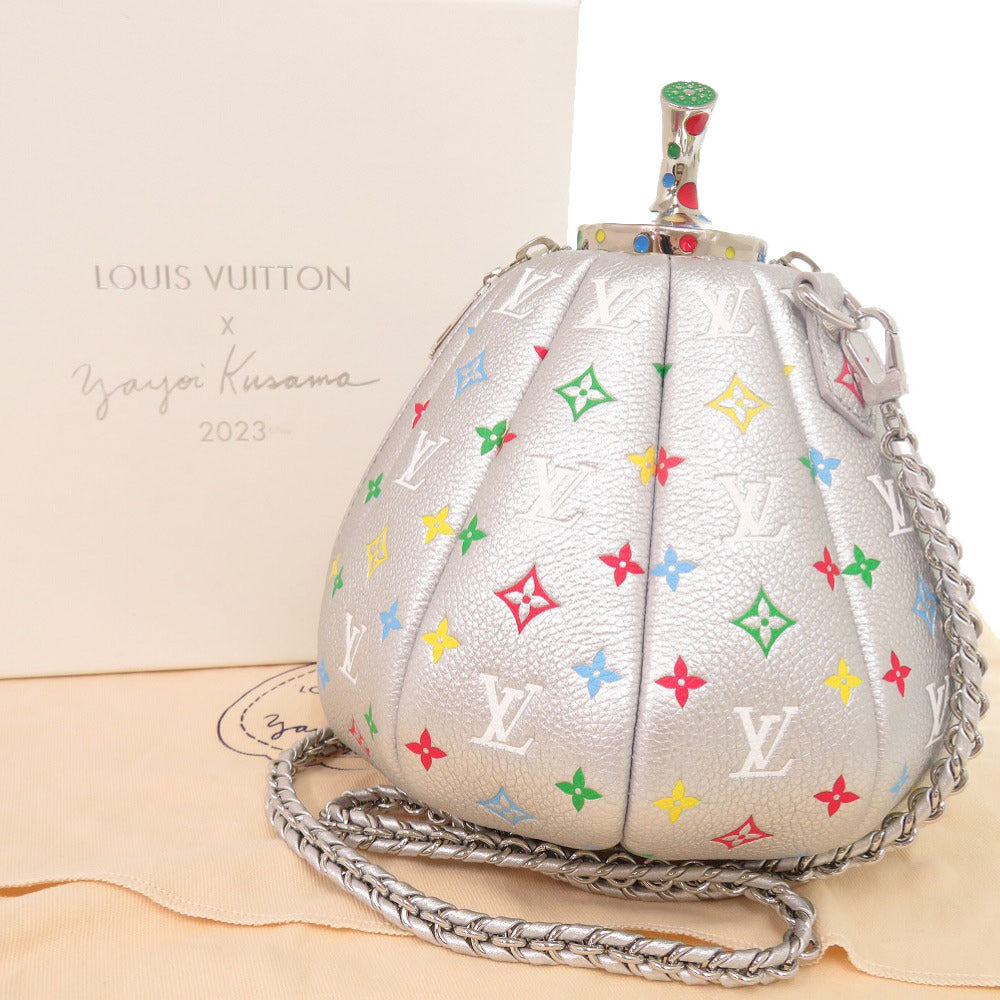 未使用 ルイ ヴィトン × 草間彌生 パンプキン バッグ M21761 IC レザー シルバー マルチカラー ショルダーバッグ LV 1496【中古】LOUIS VUITTON