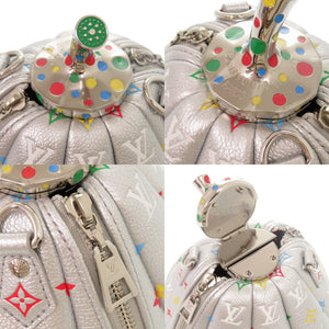 未使用 ルイ ヴィトン × 草間彌生 パンプキン バッグ M21761 IC レザー シルバー マルチカラー ショルダーバッグ LV 1496【中古】LOUIS VUITTON
