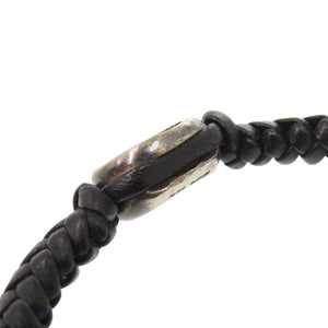 美品 グッチ クレスト レザー/シルバー925 ブラック ブレスレット 黒 1498【中古】GUCCI メンズ
