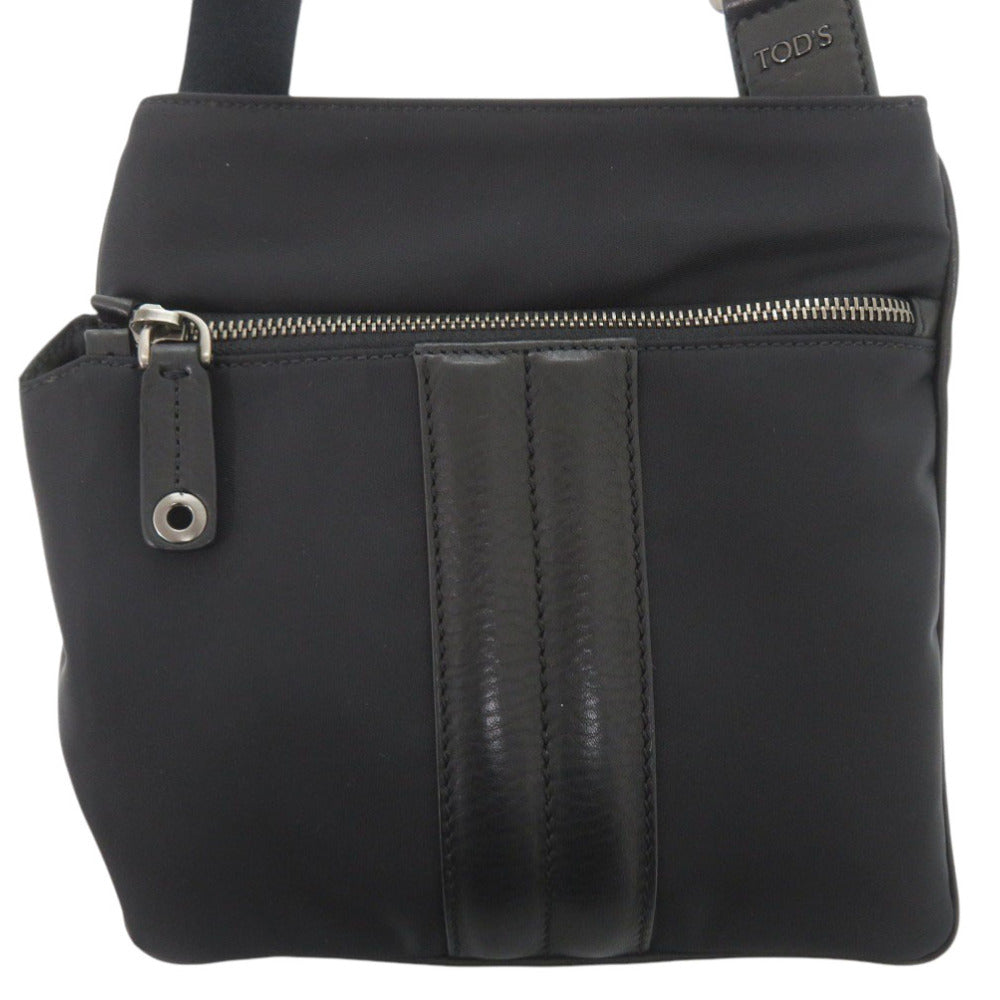美品 トッズ ナイロン/レザー ブラック ショルダーバッグ 黒 1514【中古】TOD’S