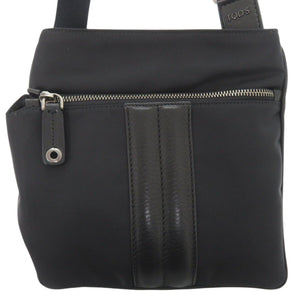 美品 トッズ ナイロン/レザー ブラック ショルダーバッグ 黒 1514【中古】TOD’S