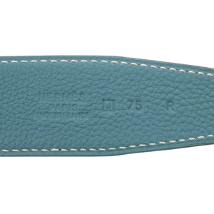 美品 エルメス エブリンベルト Hバックル ボックスカーフ/ヴォーエプソン ブルージーン シルバー金具 サイズ75 □J刻印(2006年製) 青 1523【中古】HERMES メンズ