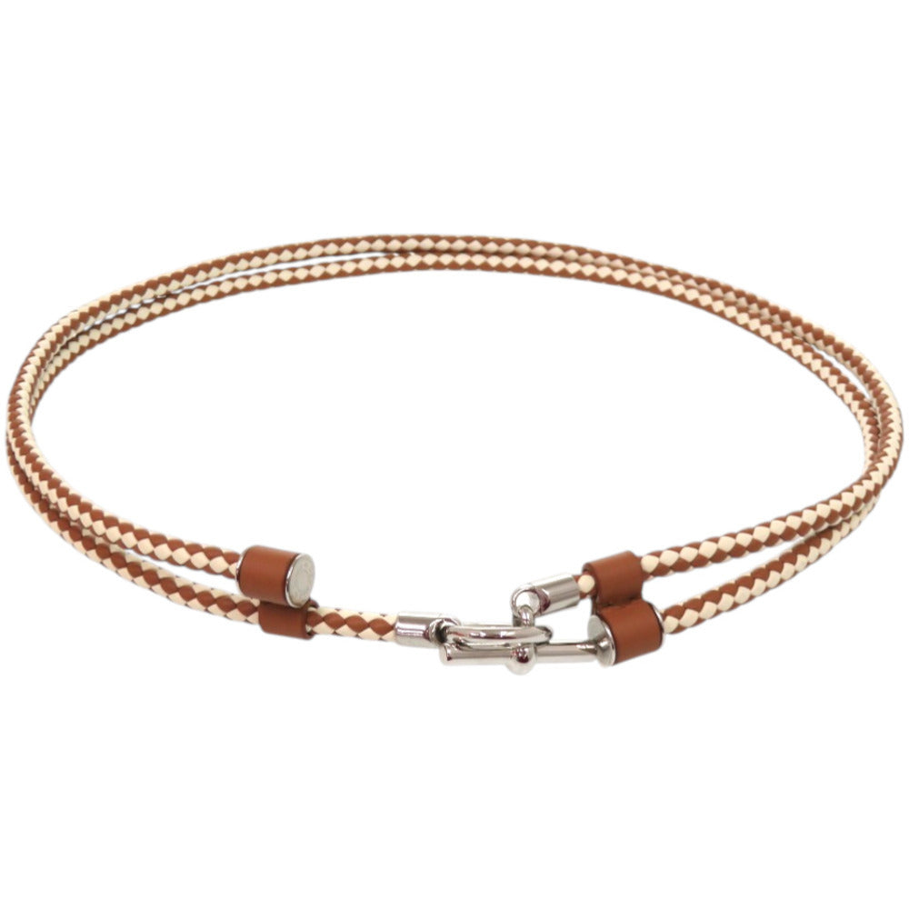 未使用品 エルメス グレナン レザー メタル ブラウン 茶 ベルト 1524【中古】HERMES