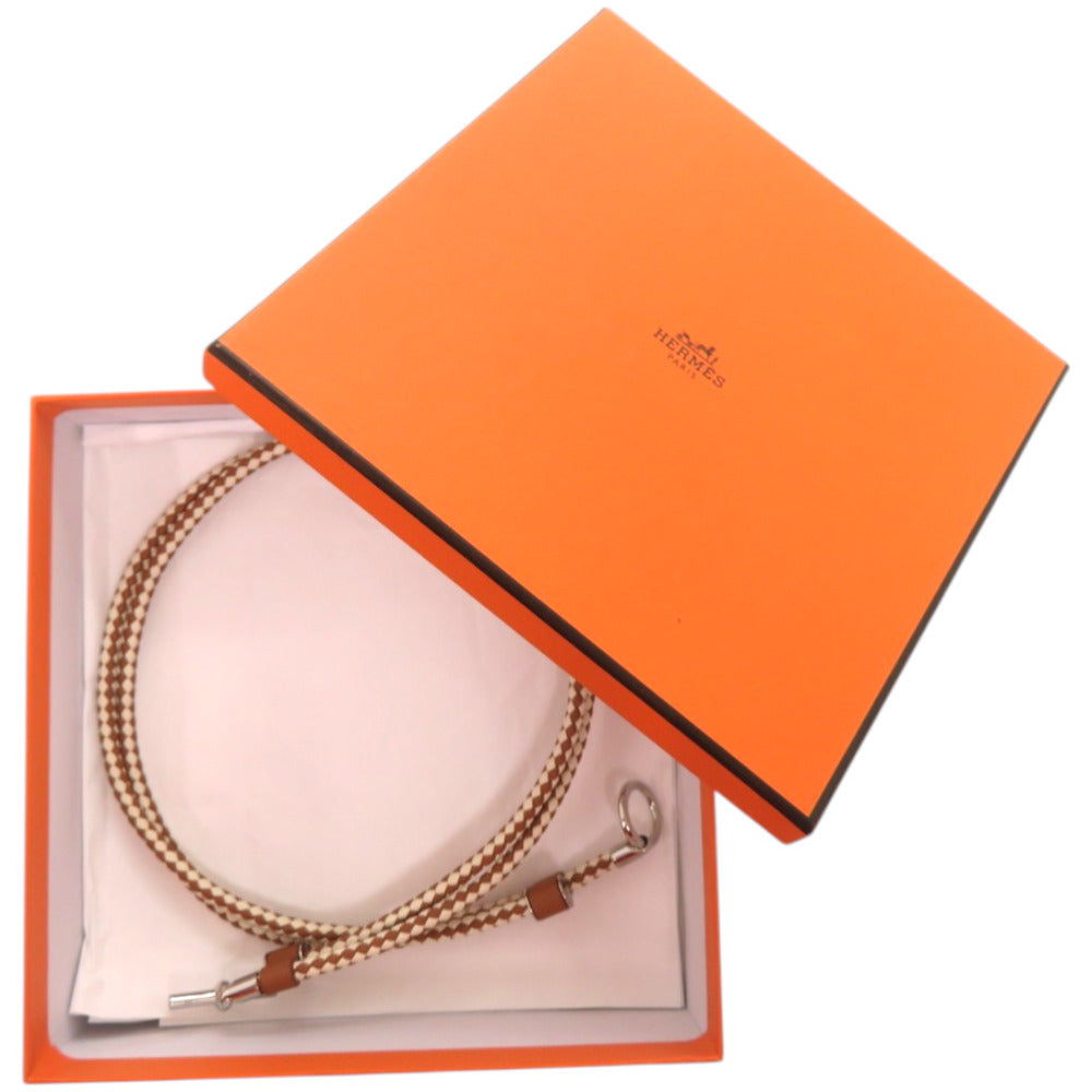 未使用品 エルメス グレナン レザー メタル ブラウン 茶 ベルト 1524【中古】HERMES