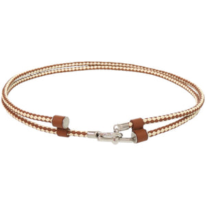 未使用品 エルメス グレナン レザー メタル ブラウン 茶 ベルト 1524【中古】HERMES